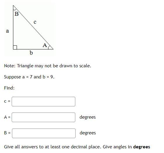 Solved B В с a A b Note: Triangle may not be drawn to scale. | Chegg.com