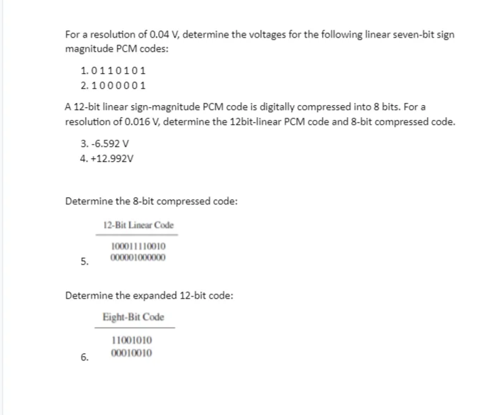 Solved For a resolution of 0.04 V, determine the voltages