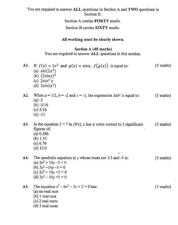 Solved You Are Required To Answer ALL Questions In Section A | Chegg.com