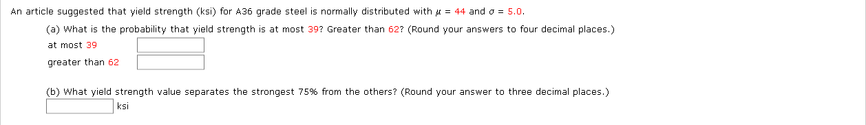 Solved An article suggested that yield strength (ksi) for | Chegg.com