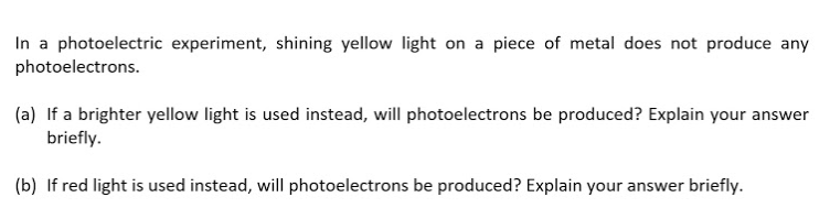 Yellow Light Method Example Solved In a photoelectric experiment, shining yellow light | Chegg.com