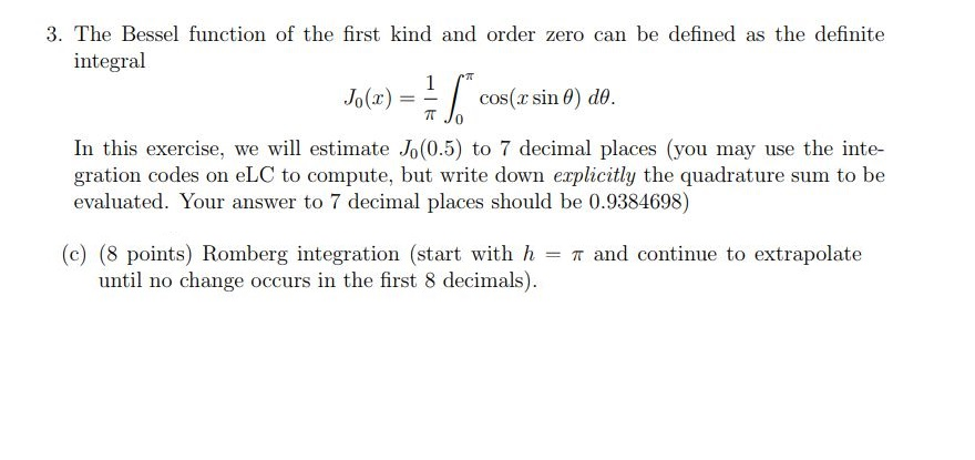 3. The Bessel function of the first kind and order | Chegg.com