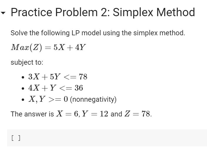 Solved · Practice Problem 2: Simplex Method Solve The | Chegg.com