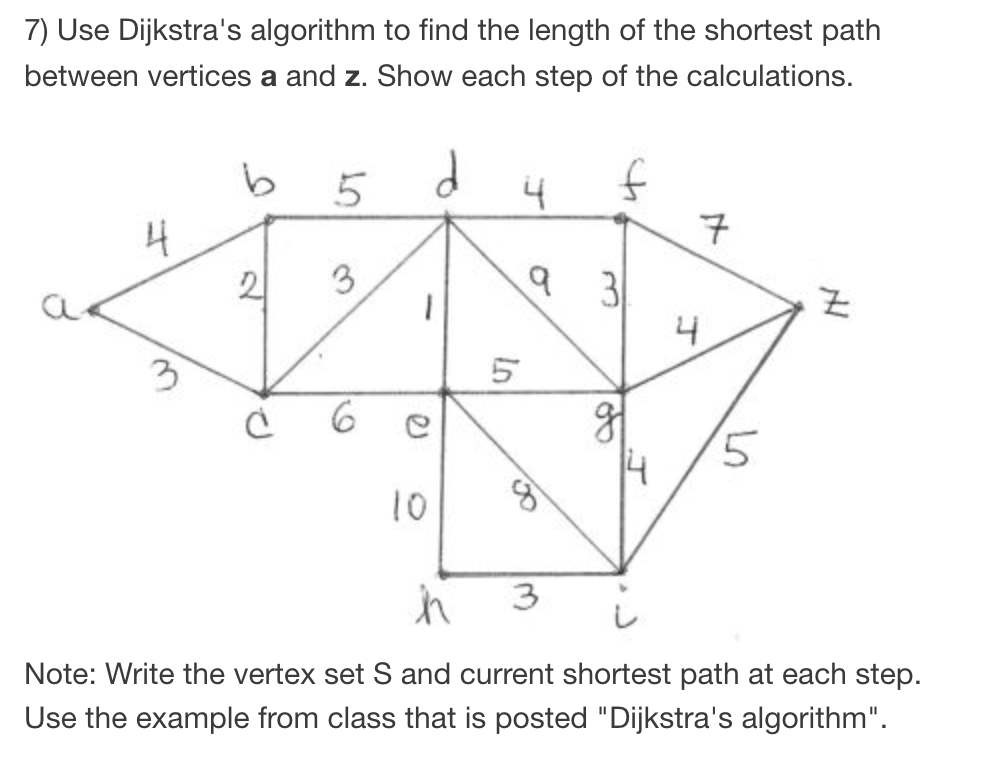 Solved 7) Use Dijkstra's algorithm to find the length of the | Chegg.com