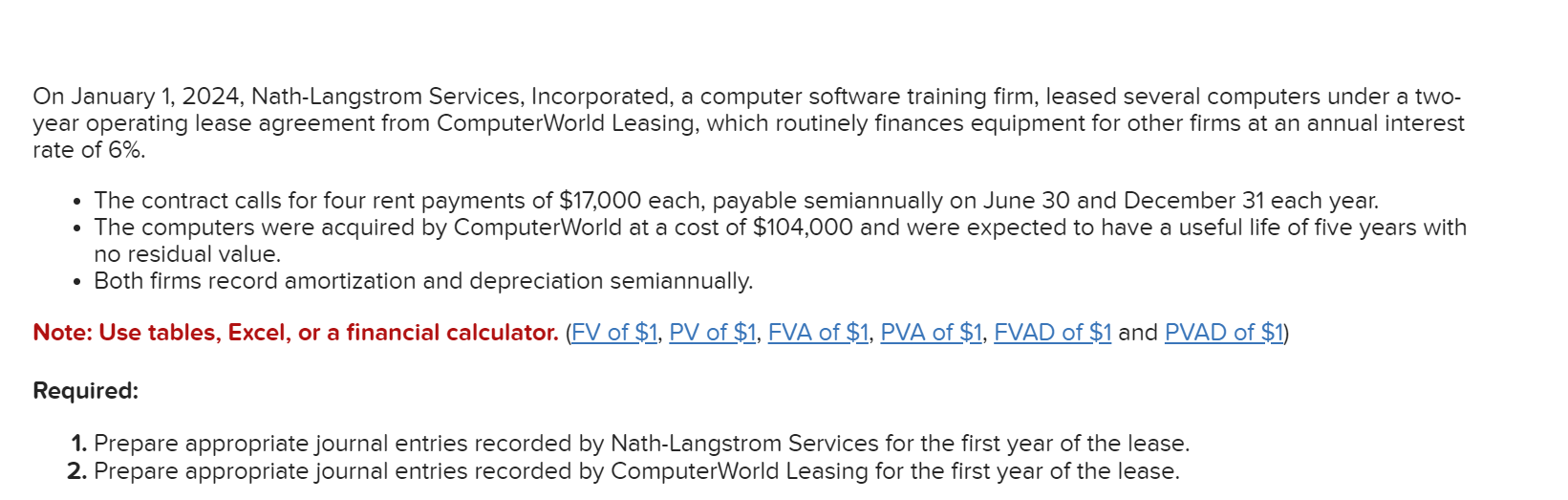 Solved On January 1, 2024, Nath-Langstrom Services, | Chegg.com