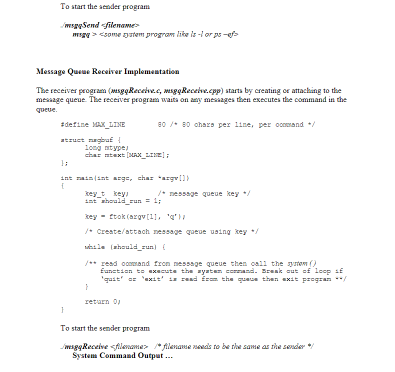 Assignment: Message Queue Application Write a C/C++ | Chegg.com