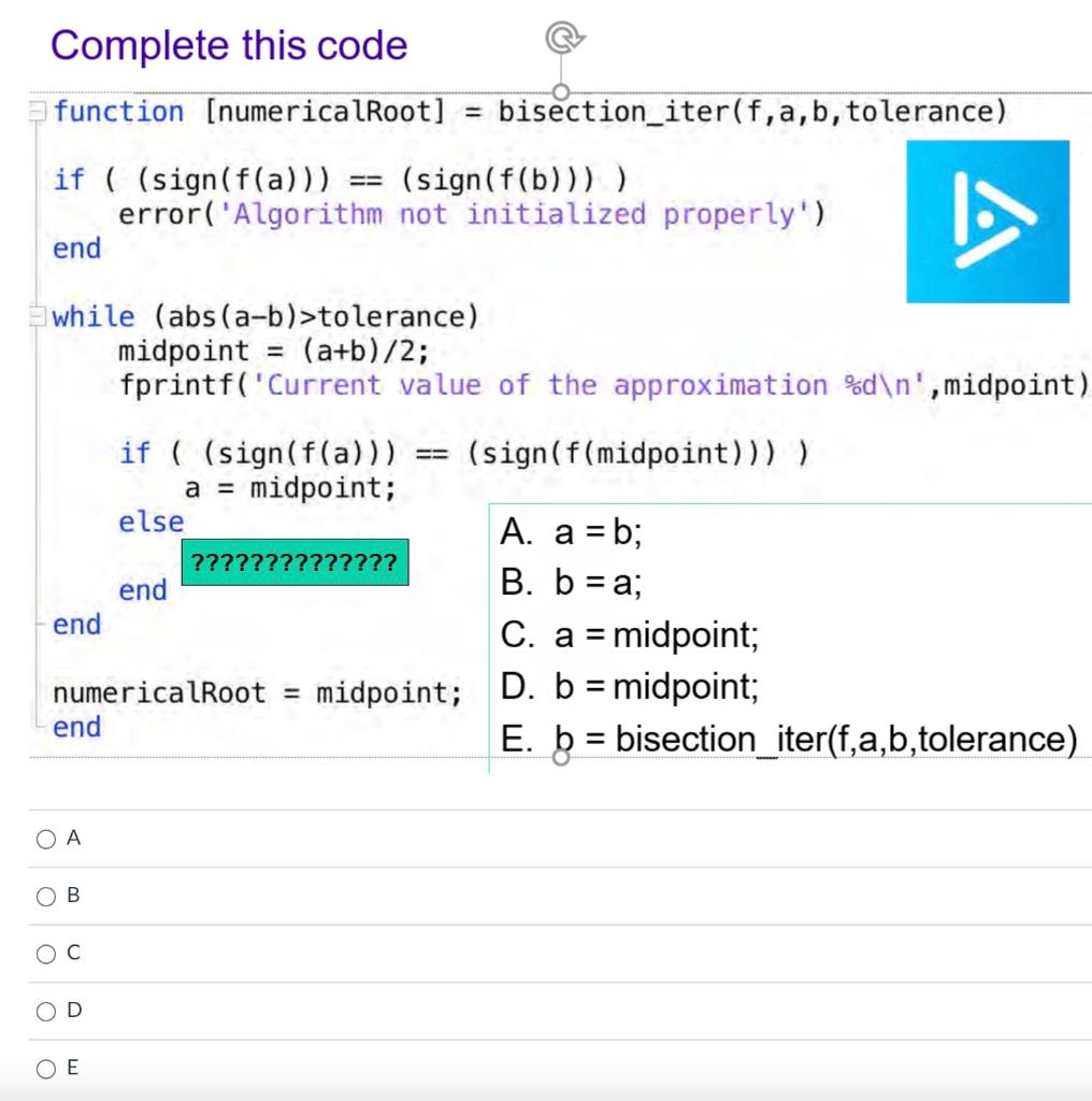 Solved Complete this code function [numericalRoot] = | Chegg.com