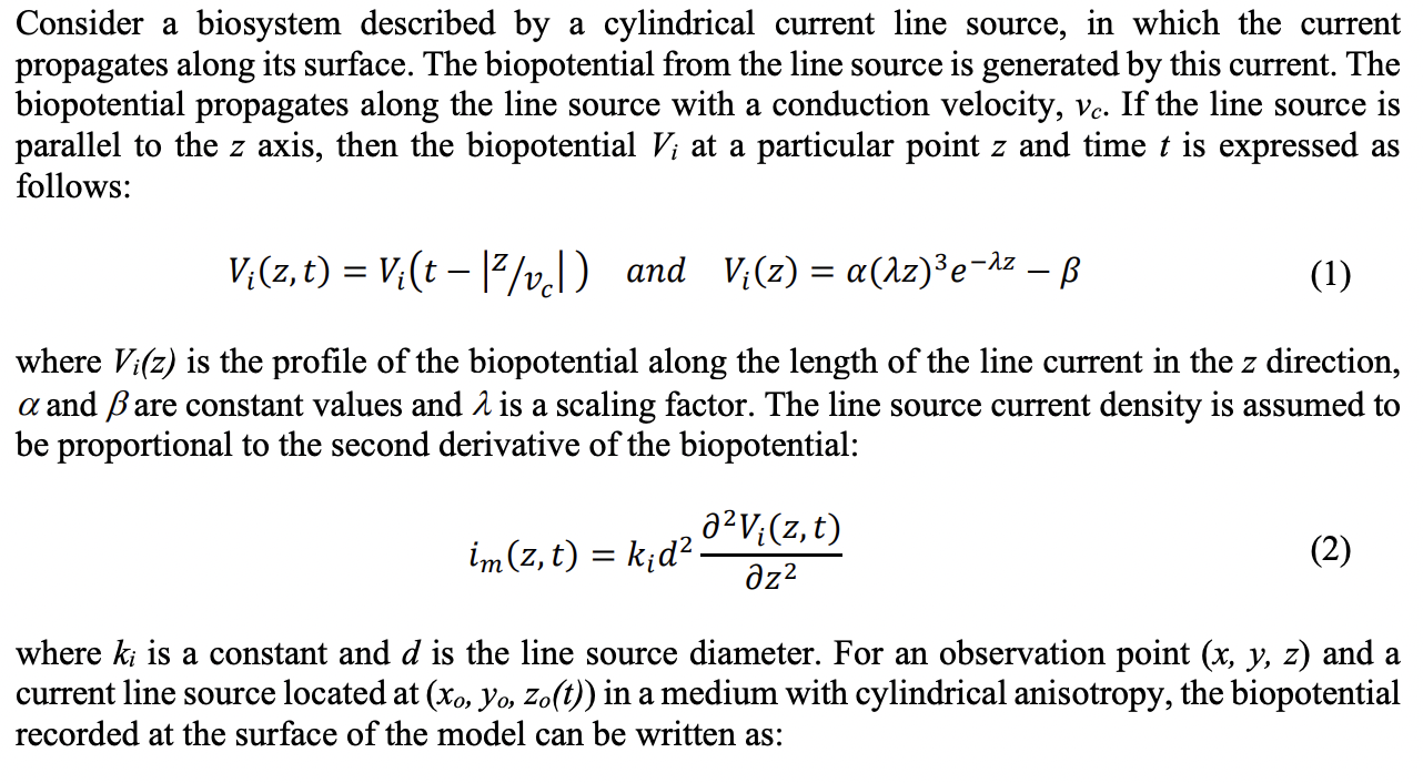 Consider a biosystem described by a cylindrical