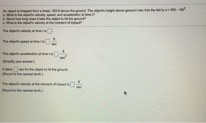 solved-an-object-is-dropped-from-a-tower-163-ft-above-the-chegg