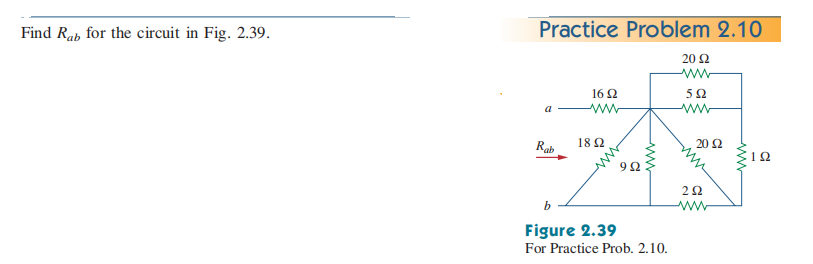 Solved Find Rab for the circuit in Fig. 2.39. Practice | Chegg.com