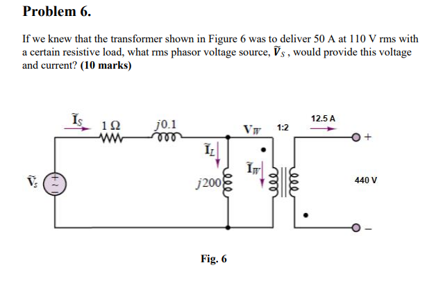 Solved Problem 6. If we knew that the transformer shown in | Chegg.com