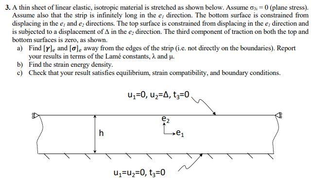 3. A thin sheet of linear elastic, isotropic material | Chegg.com