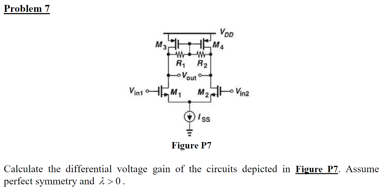 Calculate the differential voltage gain of the