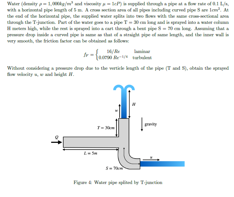 Solved Water Density P Kg M And Viscosity Cp Is Chegg Com