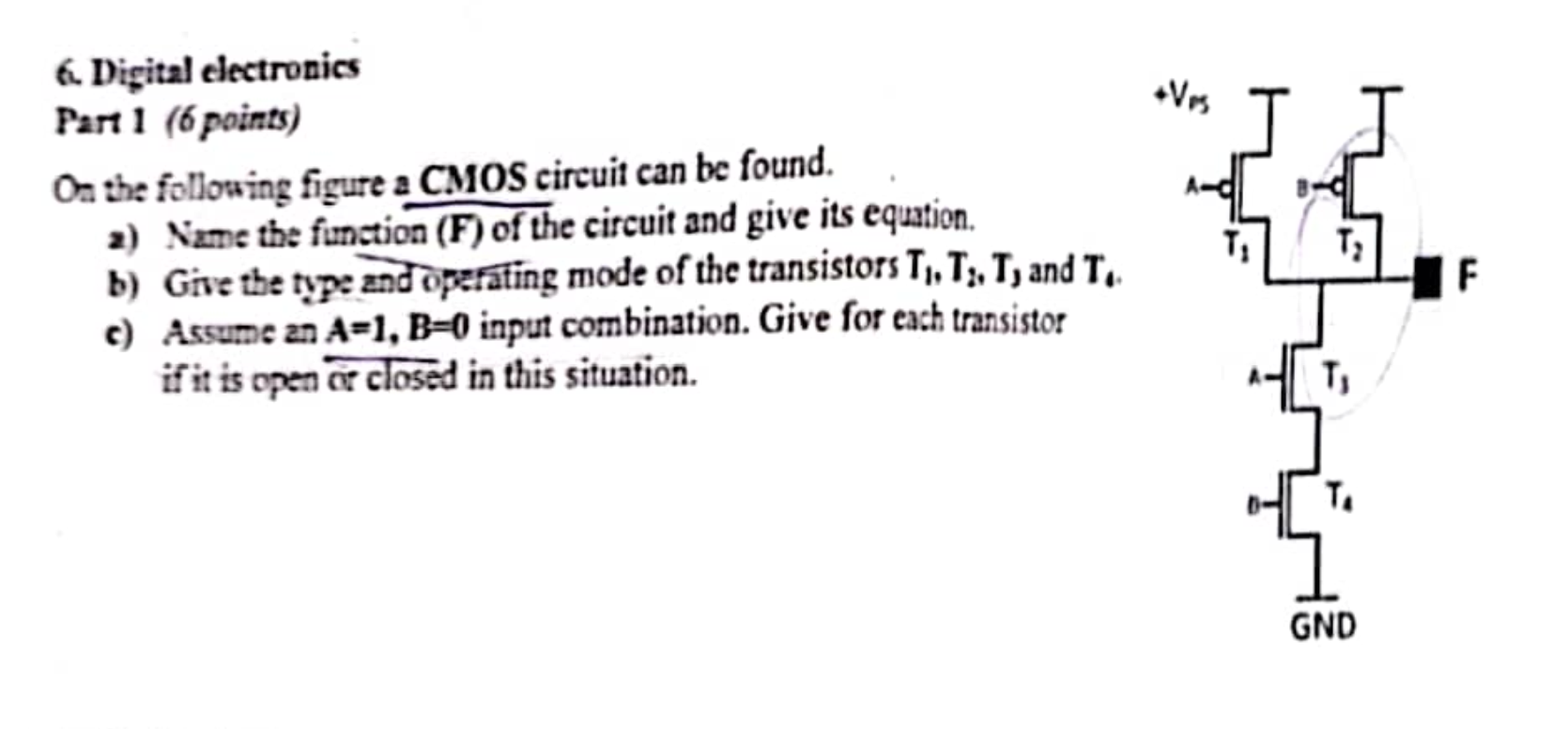 Solved 6. Digital electronics Part 1 (6 points) Oa the | Chegg.com
