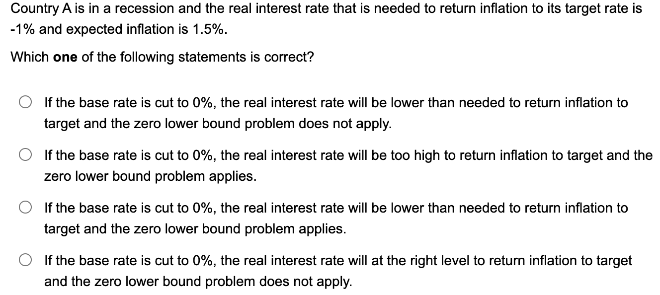 Solved Country A ﻿is in a recession and the real interest | Chegg.com