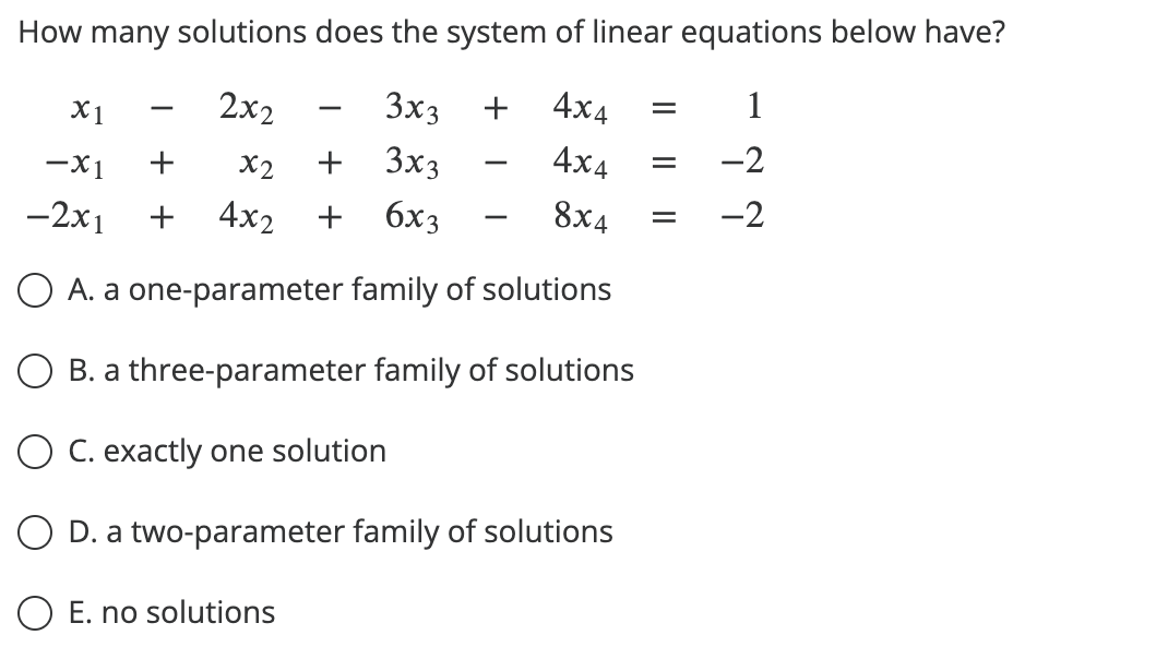 Solved How many solutions does the system of linear | Chegg.com