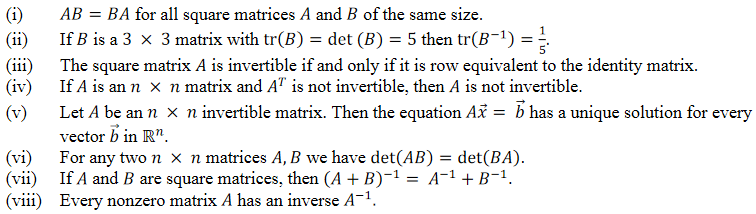 Solved (1) AB = BA For All Square Matrices A And B Of The | Chegg.com