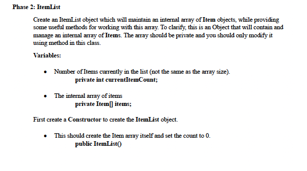 Solved Phase 1a: Basic Objects Create the following Object | Chegg.com