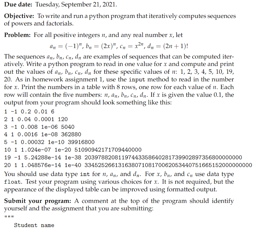 Solved 221, Due date: Tuesday, September 21, 2021. | Chegg.com