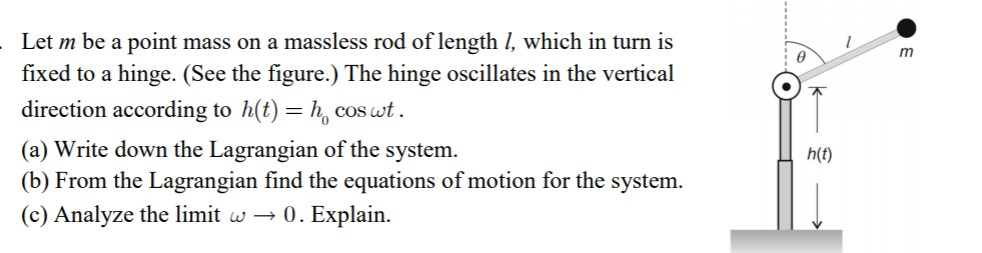 Solved Tak Let m be a point mass on a massless rod of length | Chegg.com