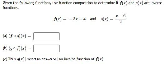 Solved Given the following functions, use function | Chegg.com