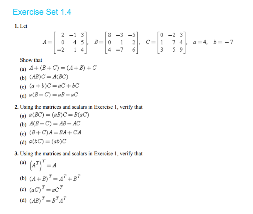 Solved Exercise Set 1.4 0-2 3 C=1 74 3 59 A=4, B= -7 1. Let | Chegg.com