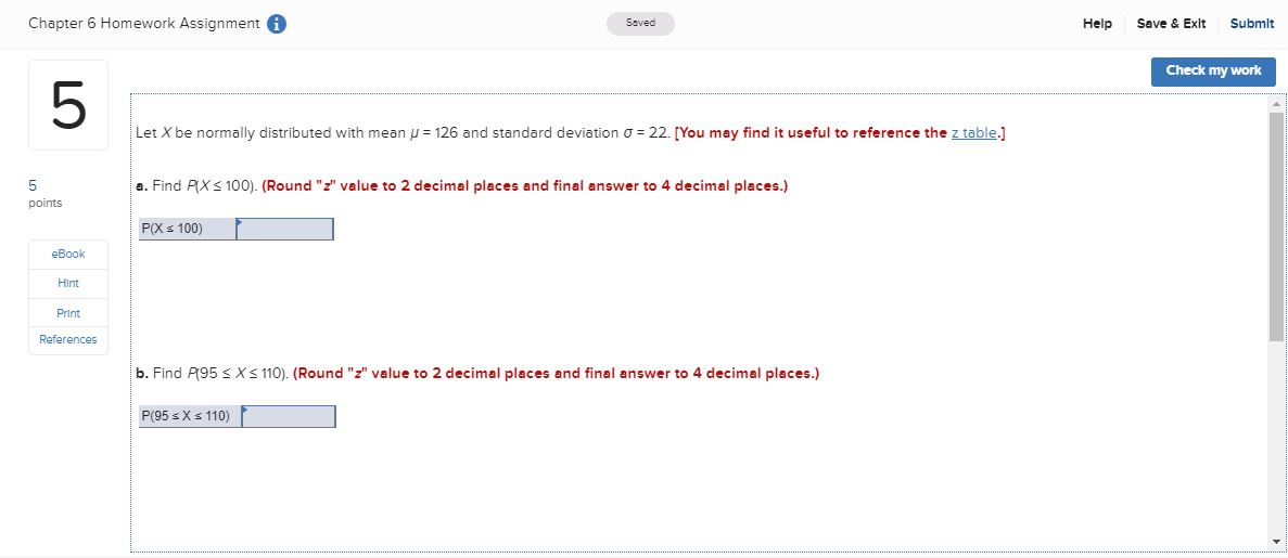 Solved Chapter 6 Homework Assignment I Saved Help Save & | Chegg.com