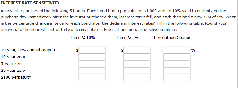 Interest Rate Sensitivity Example Solved INTEREST RATE SENSITIVITY An investor purchased the | Chegg.com