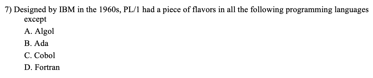 Solved 3) Which of the following programming languages was | Chegg.com