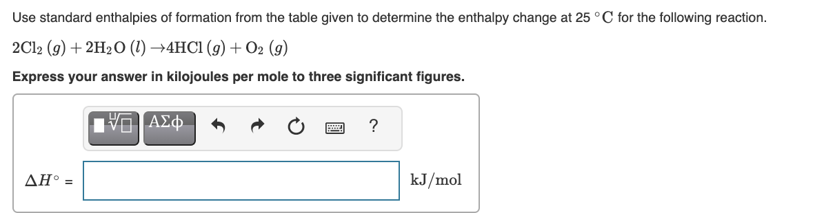Solved Use standard enthalpies of formation from the table | Chegg.com