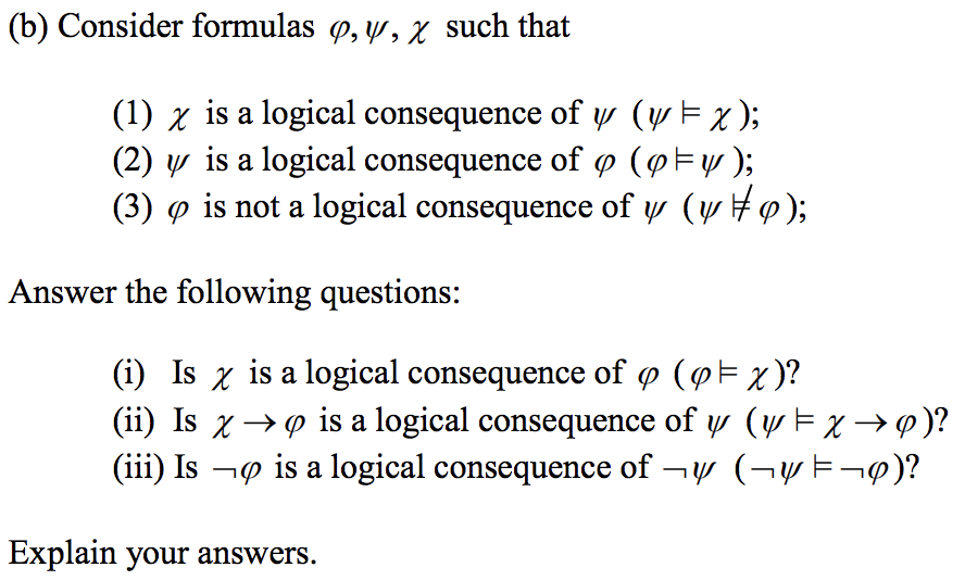 Solved B Consider Formulas Q Y X Such That 1 X Is A Chegg Com