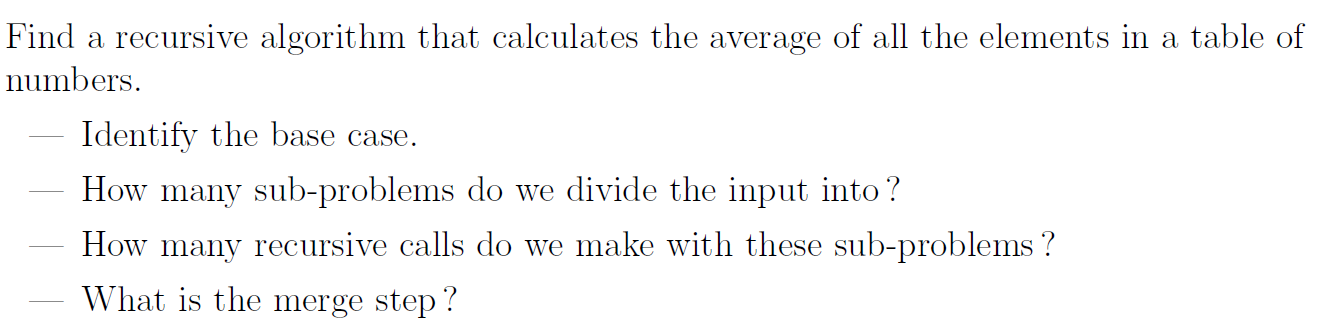 Solved Find a recursive algorithm that calculates the | Chegg.com