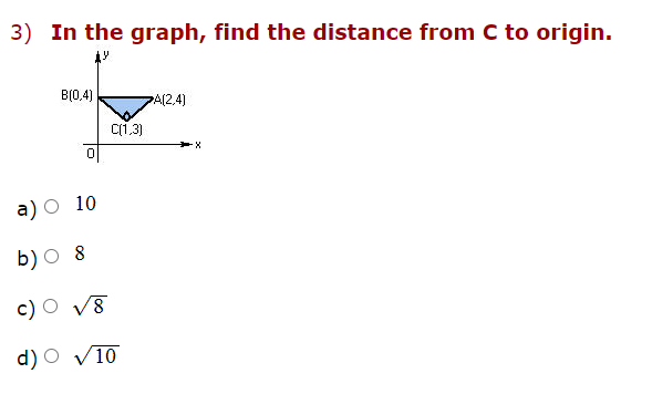 Solved 3) In the graph, find the distance from C to origin. | Chegg.com