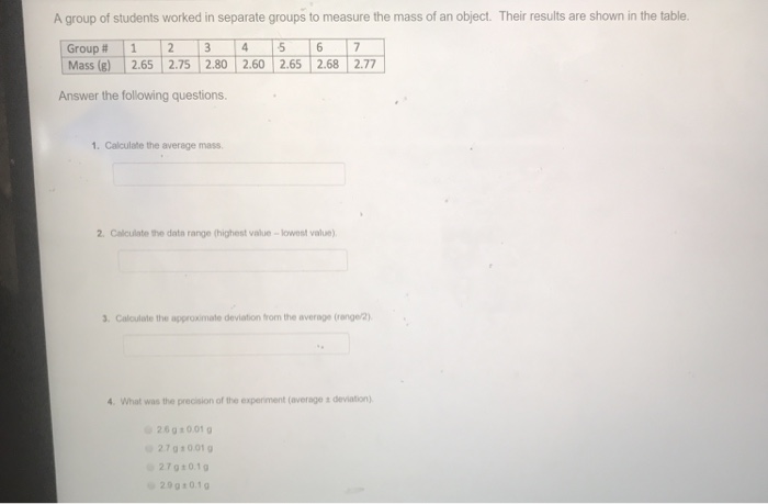 Solved A group of students worked in separate groups to | Chegg.com