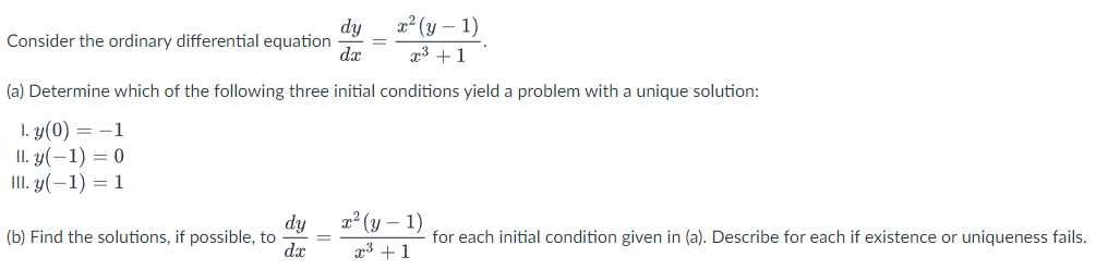 Solved Consider the ordinary differential equation | Chegg.com