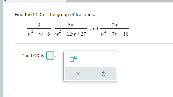 Solved Find the LCD of the group of | Chegg.com
