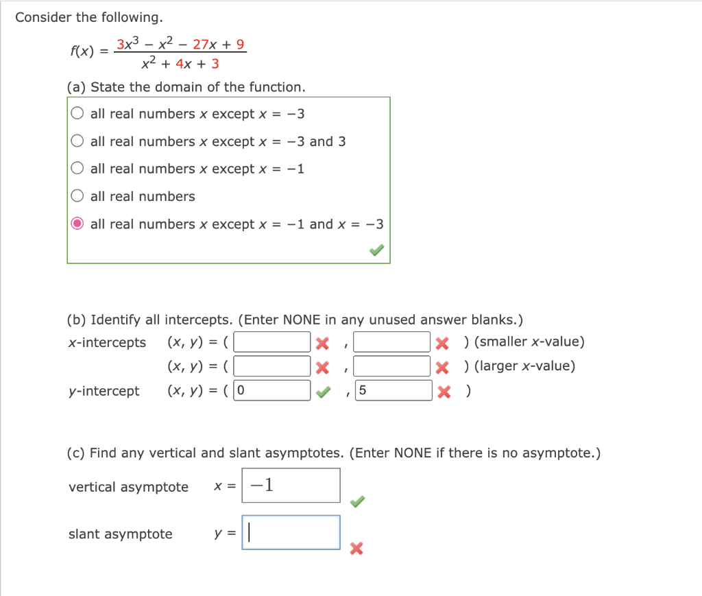 Solved Consider The Following F X X2 4x 33x3−x2−27x 9 A