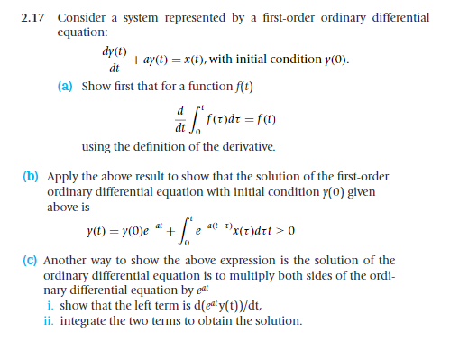 Solved 2 17 Consider A System Represented By A First Orde Chegg Com