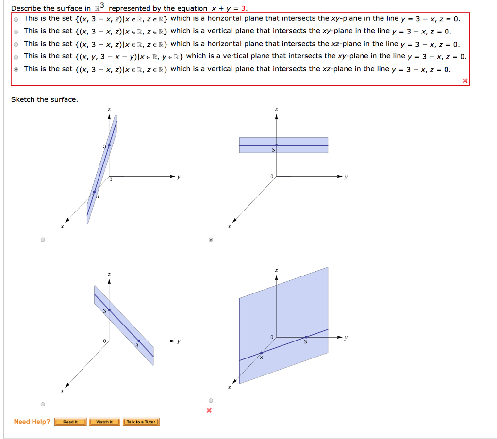 Solved Describe the surface in represented by the equation x | Chegg.com