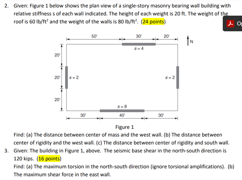 Solved 2. Given: Figure 1 below shows the plan view of a | Chegg.com
