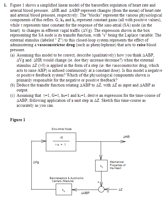 Solved 1. Figure 1 shows a simplified linear model of the | Chegg.com
