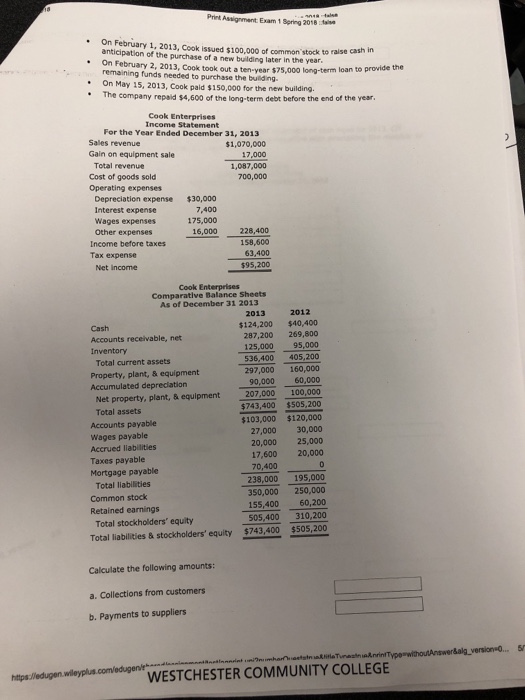 Solved 2. Problem 1324 Blake Weaver, Cook Enterprises'