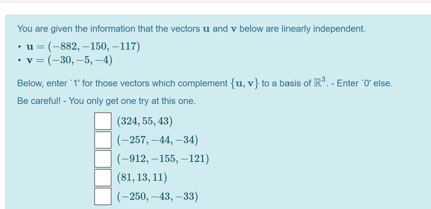 Solved You are given the information that the vectors u and | Chegg.com