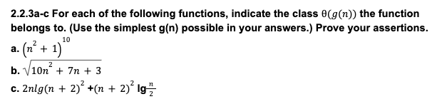 Solved 10 2.2.3a-c For each of the following functions, | Chegg.com