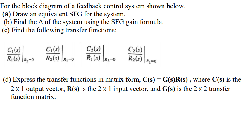 Solved For the block diagram of a feedback control system | Chegg.com