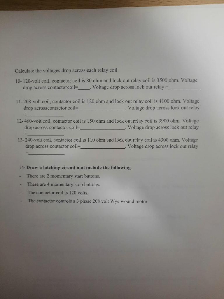 Solved Calculate the voltages drop across each relay coil