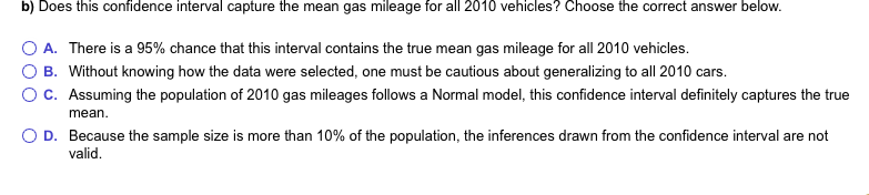 Solved Data On The Fuel Economy Of Several 2010 Model | Chegg.com