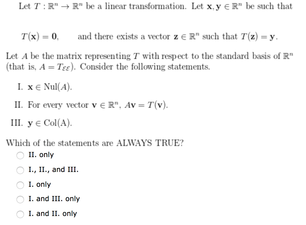 Solved Let T Rn → Rn Be A Linear Transformation Let X Y