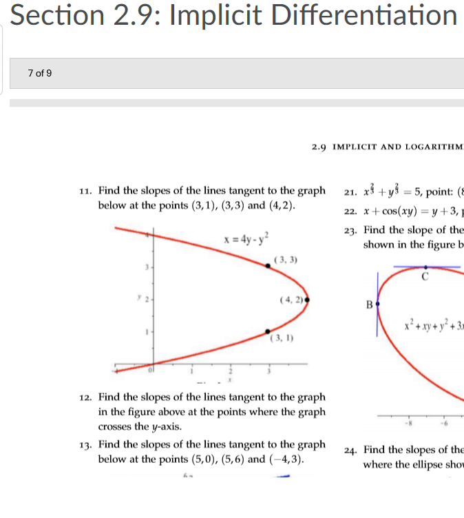 Solved Section 2.9: Implicit Differentiation 6 of 9 y2 = 1, | Chegg.com
